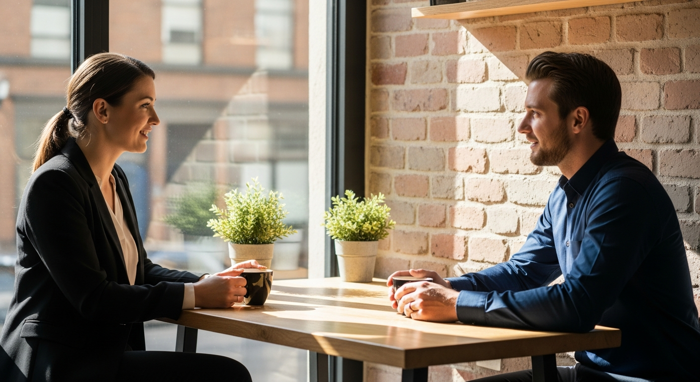 Feedback-Gespräch zwischen Führungskraft und Mitarbeiter